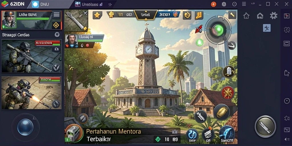 Tampilan gameplay menakjubkan dari 62IDN dengan strategi Tower Defense.