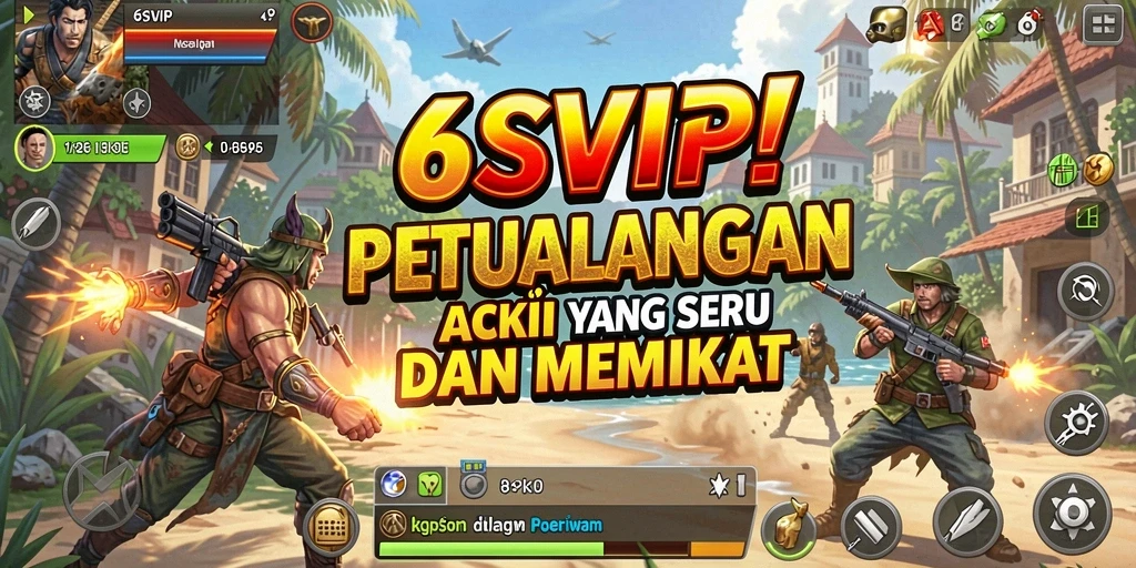Tangkapan layar utama 6SVIP menampilkan aksi seru di medan perang.