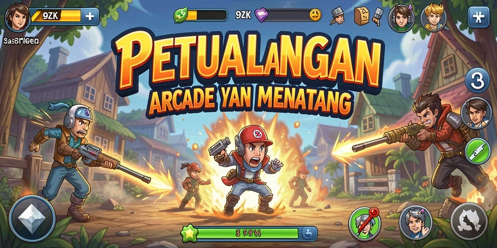 Screenshot 9ZK menampilkan gameplay seru dalam suasana arcade.