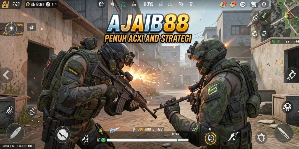 Screenshot gameplay AJAIB88 yang menunjukkan aksi menembak penuh ketegangan.
