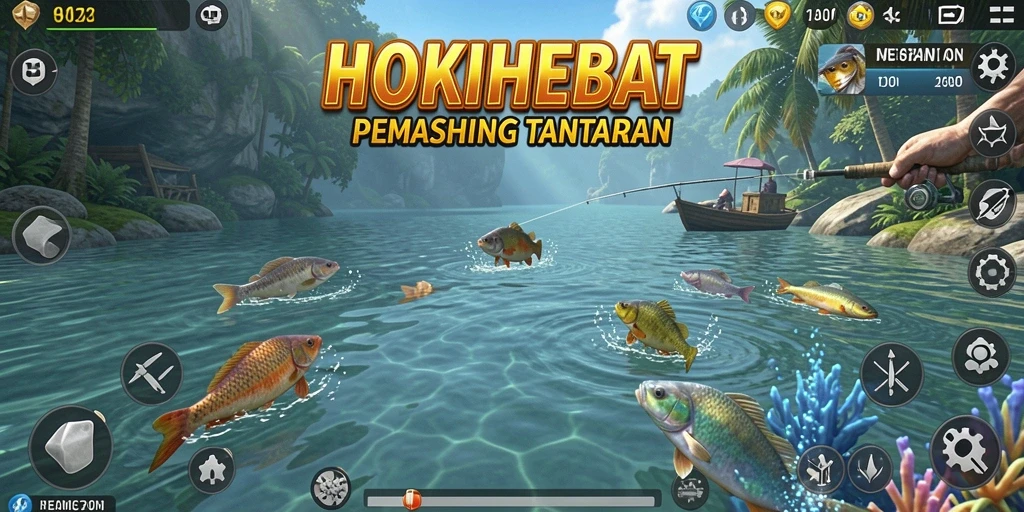Tangkapan ikan spektakuler dalam gameplay HOKIHEBAT.