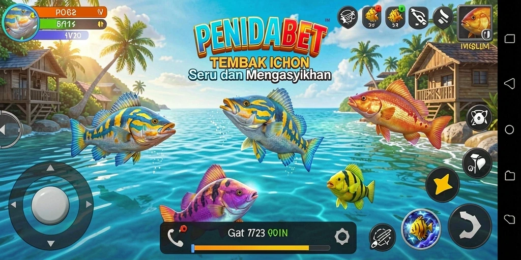 Tampilan gameplay PENIDABET dengan aksi menembak ikan yang seru.