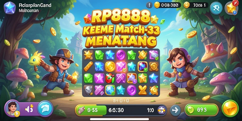Tangkapan layar RP8888 menampilkan gameplay seru Match-3.