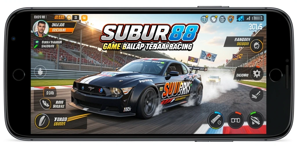 Screenshot utama SUBUR88 menampilkan aksi balap yang mendebarkan.