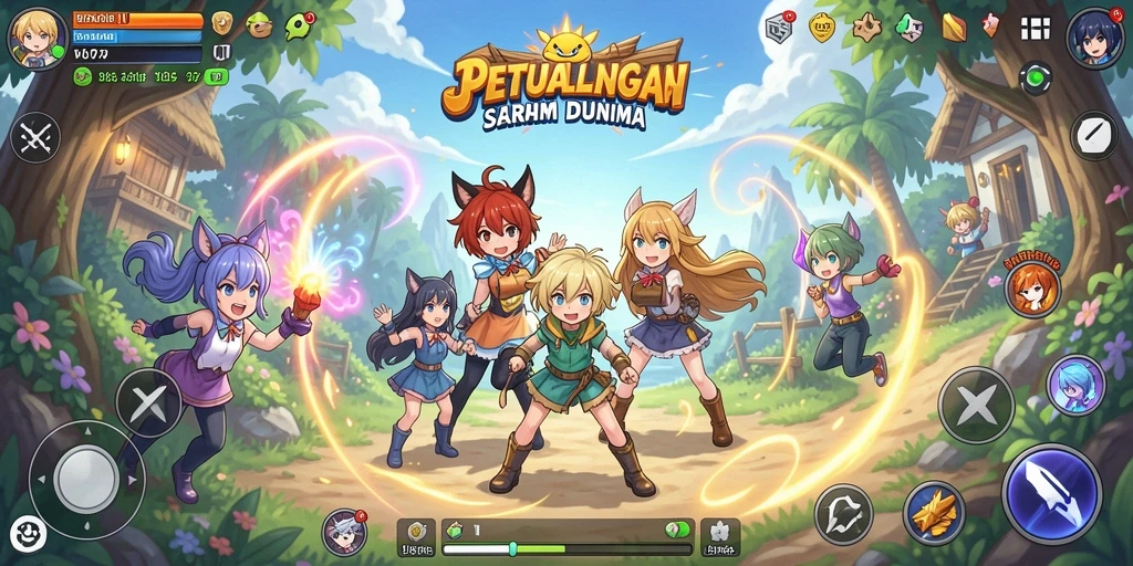 Screenshot utama V07 menampilkan gameplay Anime yang seru dan karakter yang menarik.