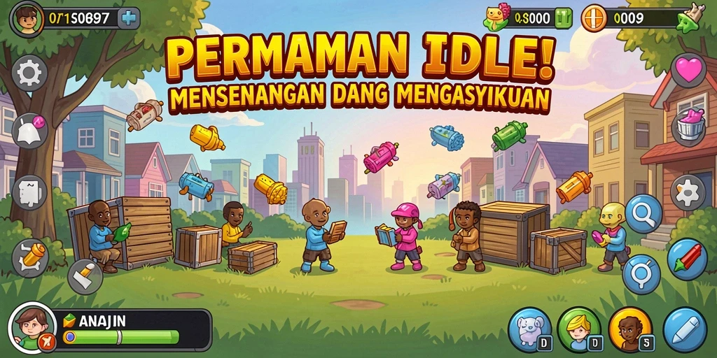 Tangkapan layar V21 menunjukkan aksi gameplay yang menarik dan sistem otomatis dalam permainan Idle.